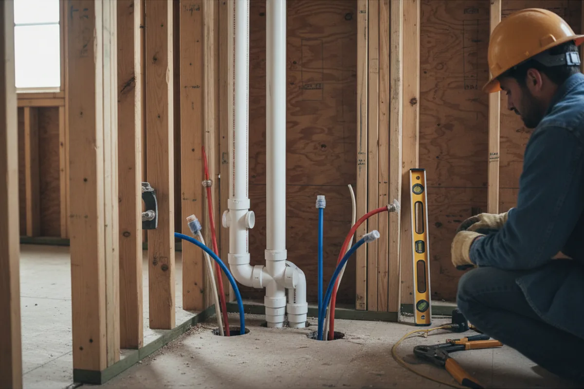 Drain and supply rough-in during Drain Cleaning in Forsyth